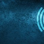 Mic icon isolated on special blue banner background abstract illustration