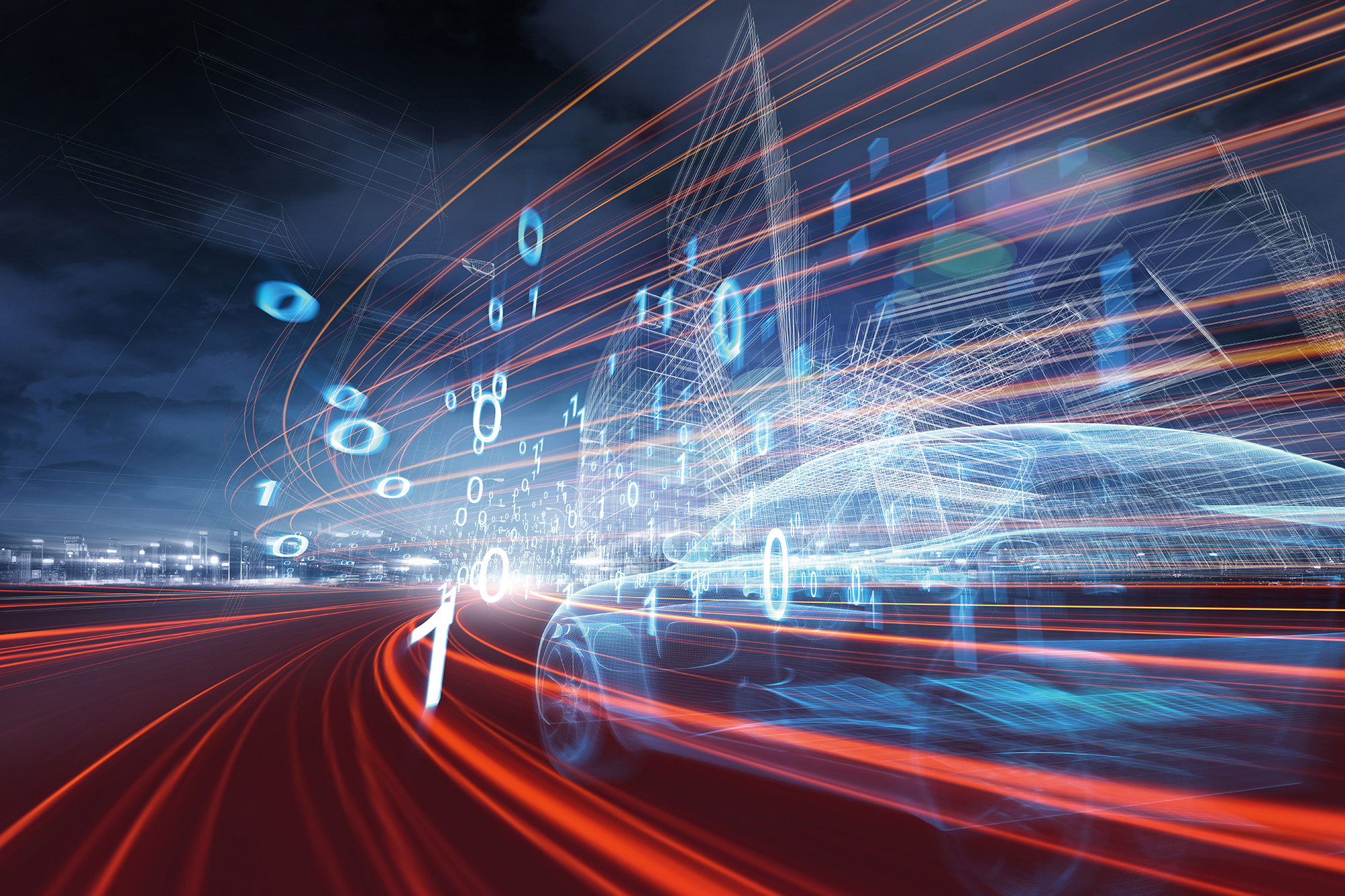 Sports Car speeding in Urban highway