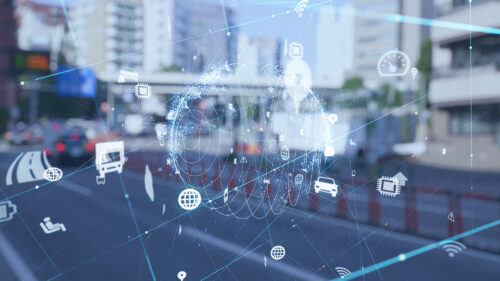 Transportation and technology concept. ITS (Intelligent Transport Systems). Mobility as a service.