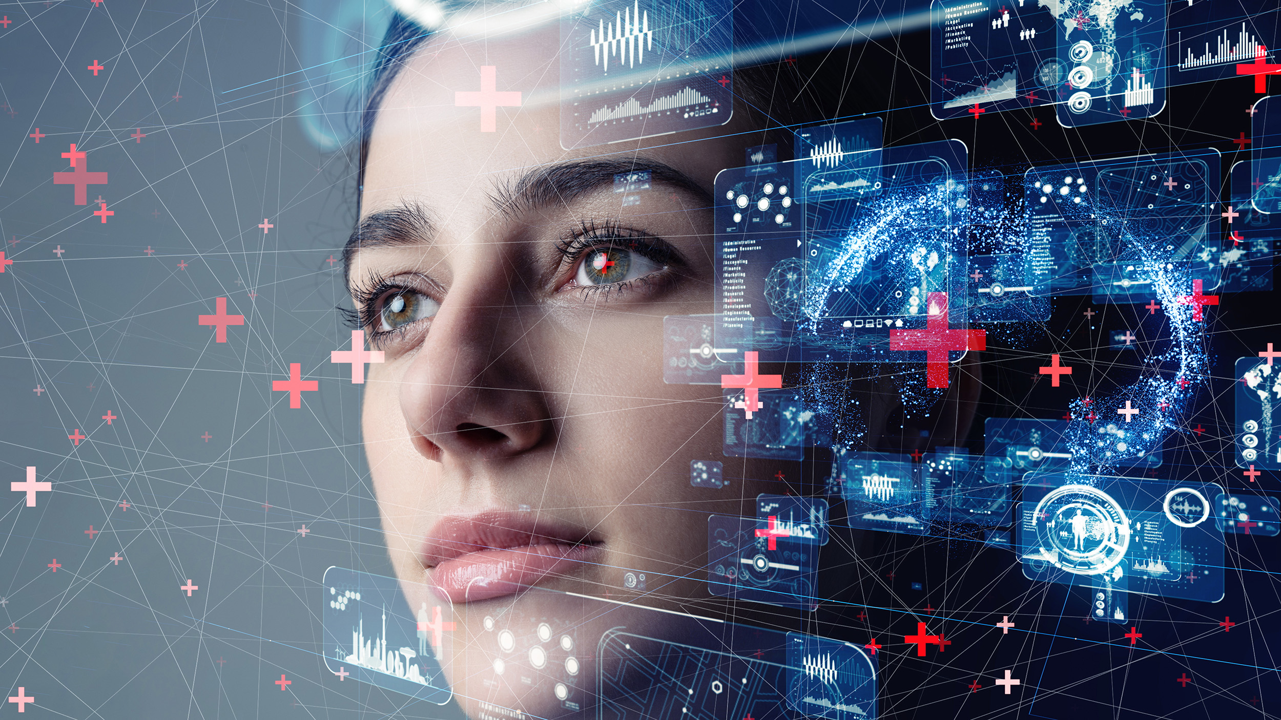Authentication by facial recognition concept. Biometric. Security system.