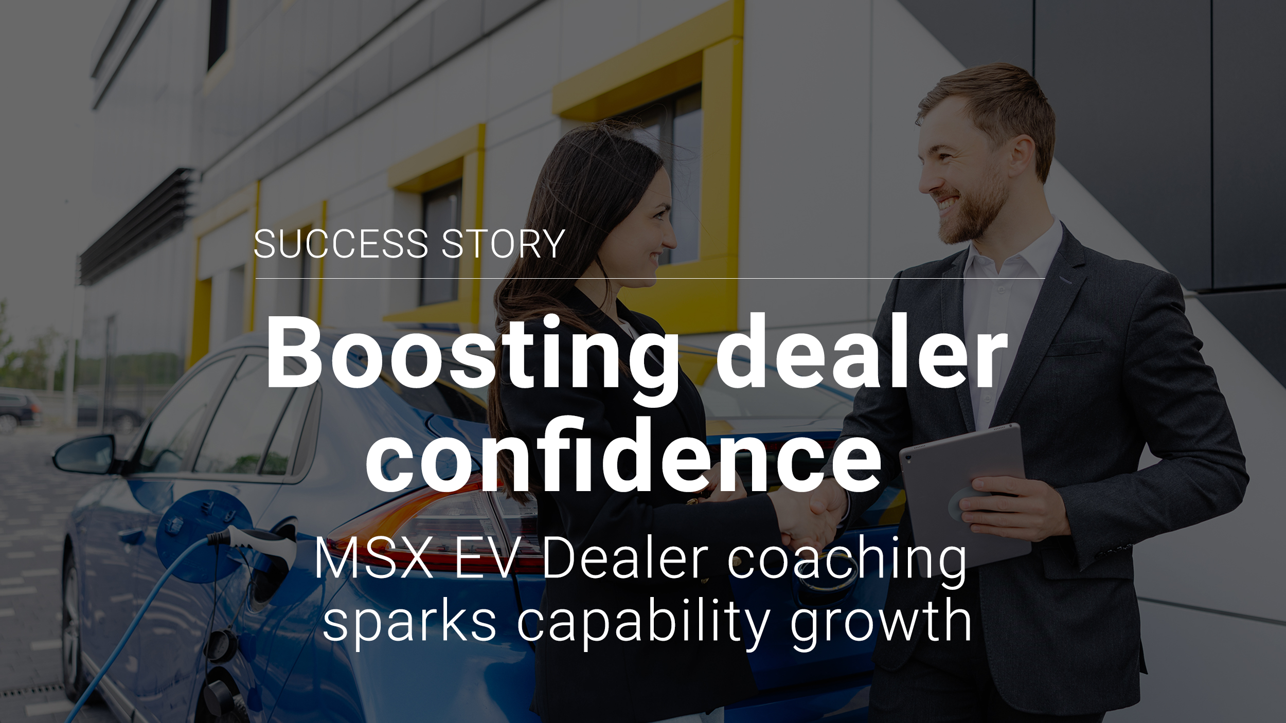 Morning with coffee. Fashionable smiling middle aged business woman holding paper cup of coffee and getting out of her car, she is arriving at work