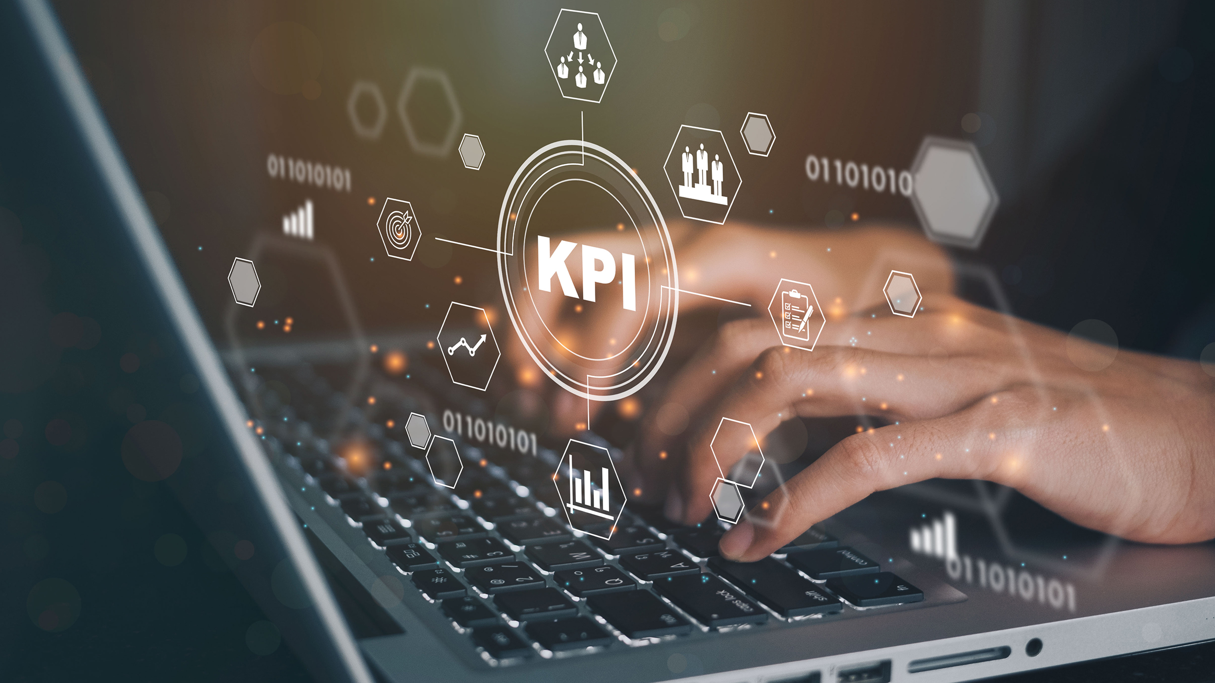 Businessmen using a computer to KPI (key performance indicators)banner web icon for business, Measurement, Optimization, Strategy, Evaluation and check list.